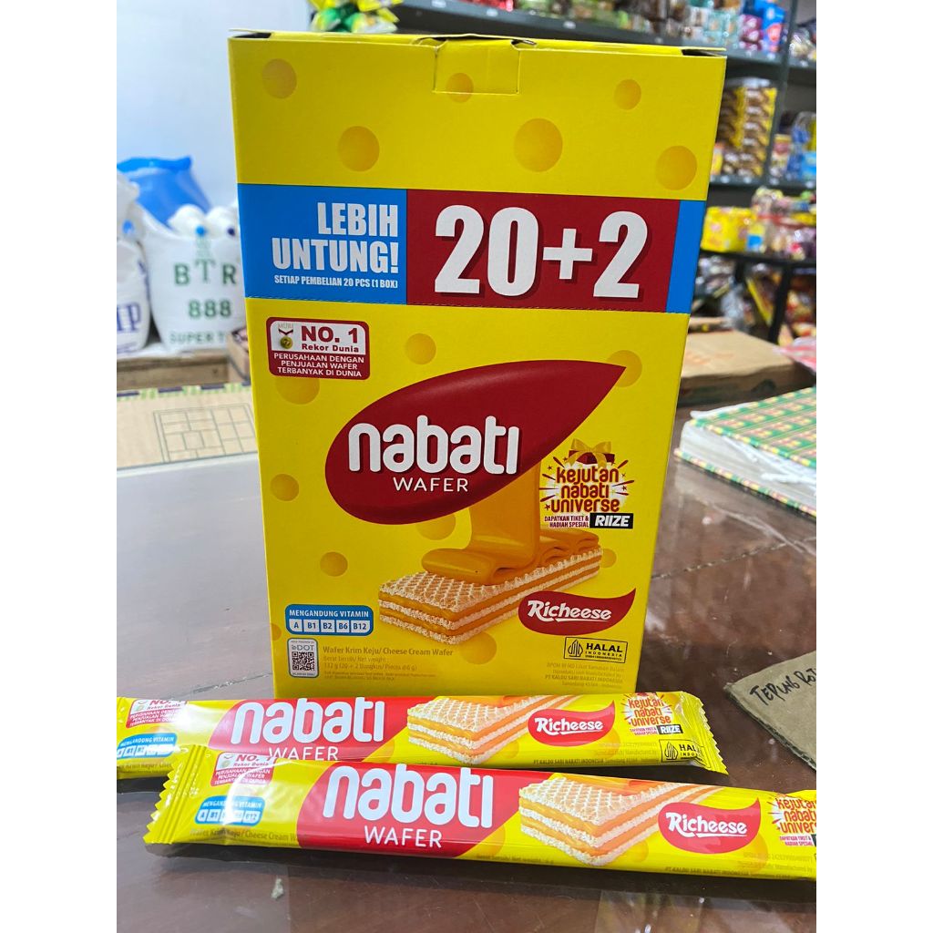 

Richeese Nabati Wafer Keju 1 Box 20+2 Pcs @6 Gram