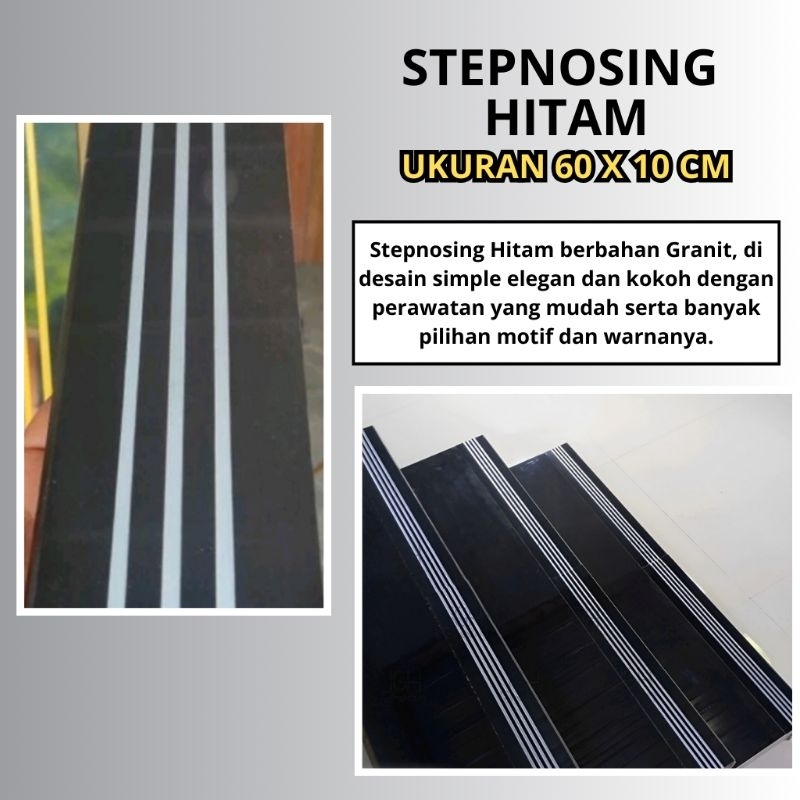Stepnosing Hitam Granit Ukuran 10 x 60 cm / Lis Tangga / Stepnosing Tangga / Lis Granit Tangga