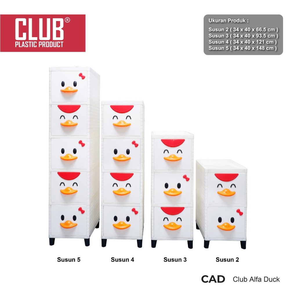 MERDEKA CLUB Alfa Duck Exclusive MERAH PUTIH - Susun 2 3 4 5 - Lemari Plastik  Tahan Air Awet Kuat