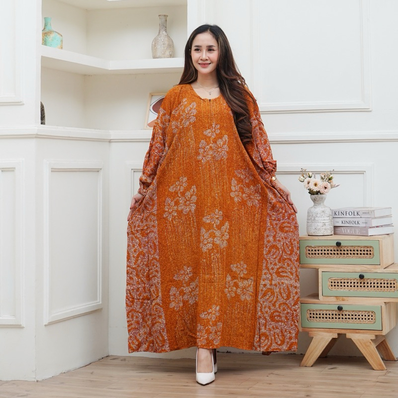 Long Lowo Cap Sogan / Dress Cap Kalong Sogan / Daster Batik Cap Lowo Sogan