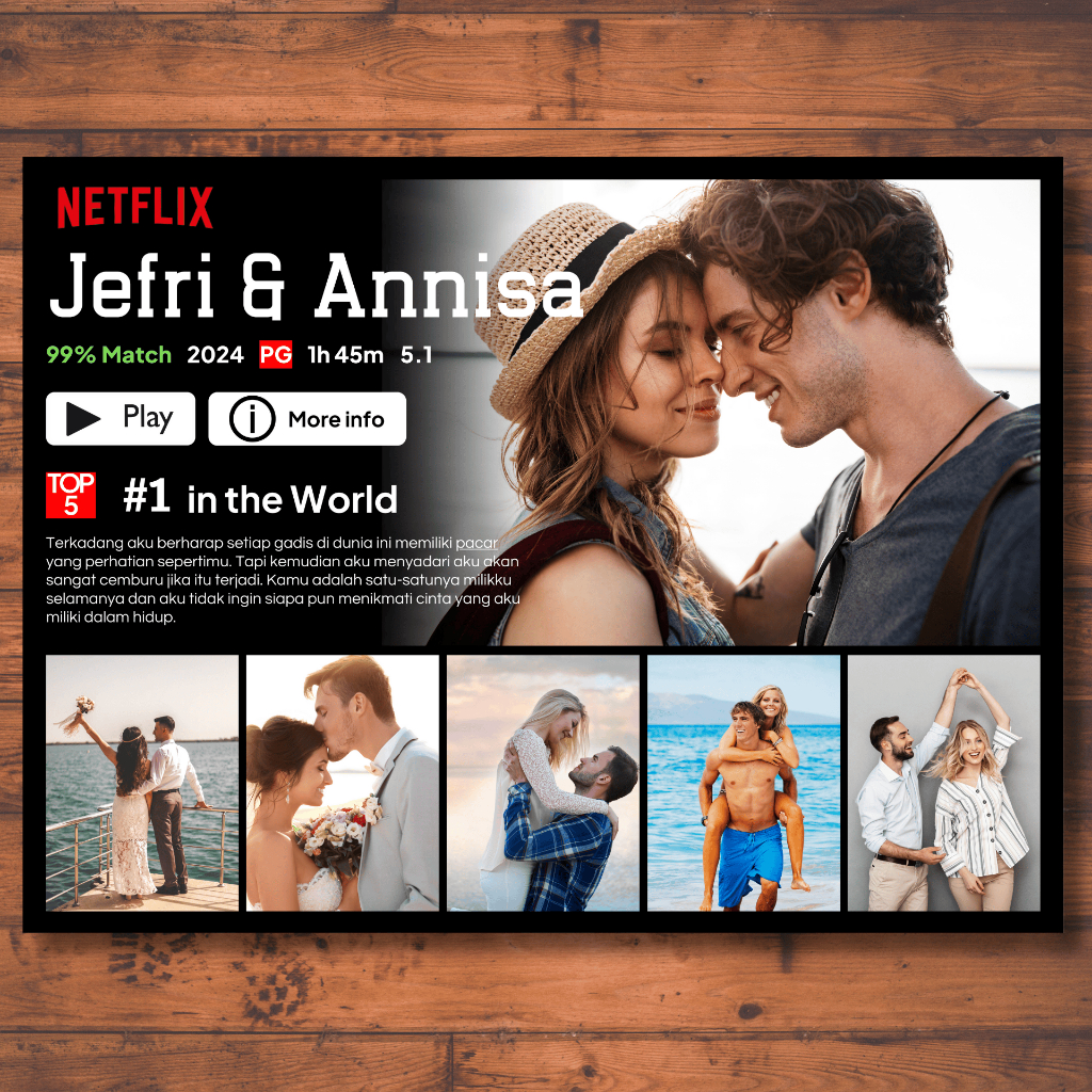 Cetak kolase foto NFC (Premium) A3 dengan bingkai