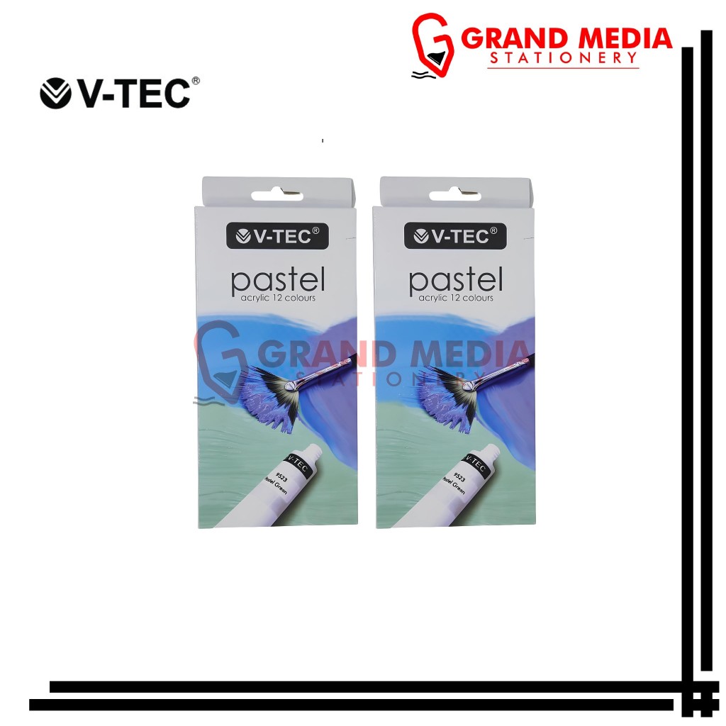 

[GRAND MEDIA] CAT ACRYLIC V-TEC PASTEL 12 WARNA 6 ML PA-612/A