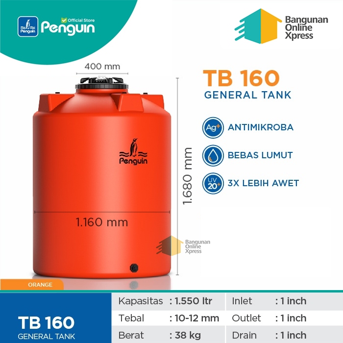 TANGKI AIR / TOREN / TANDON PENGUIN TB160 (1550 LITER)