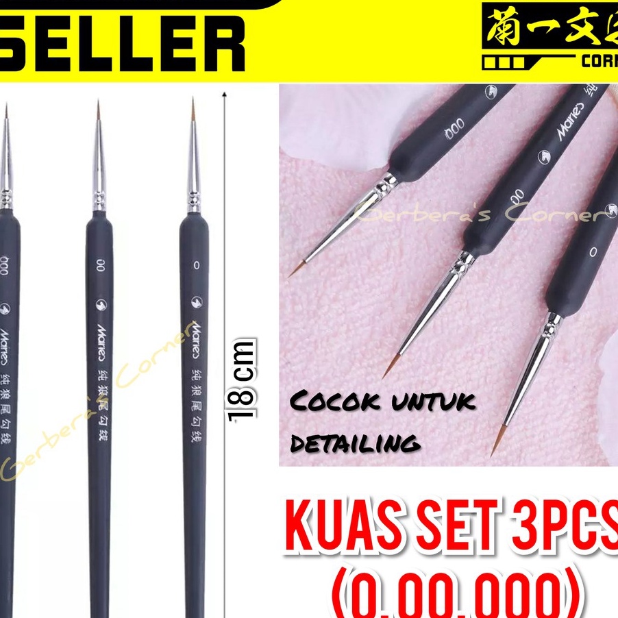 

RAIH DISKON Maries Nylon Paint Brush Set 3pcs Kuas Cat dam Hand Brush Detailing