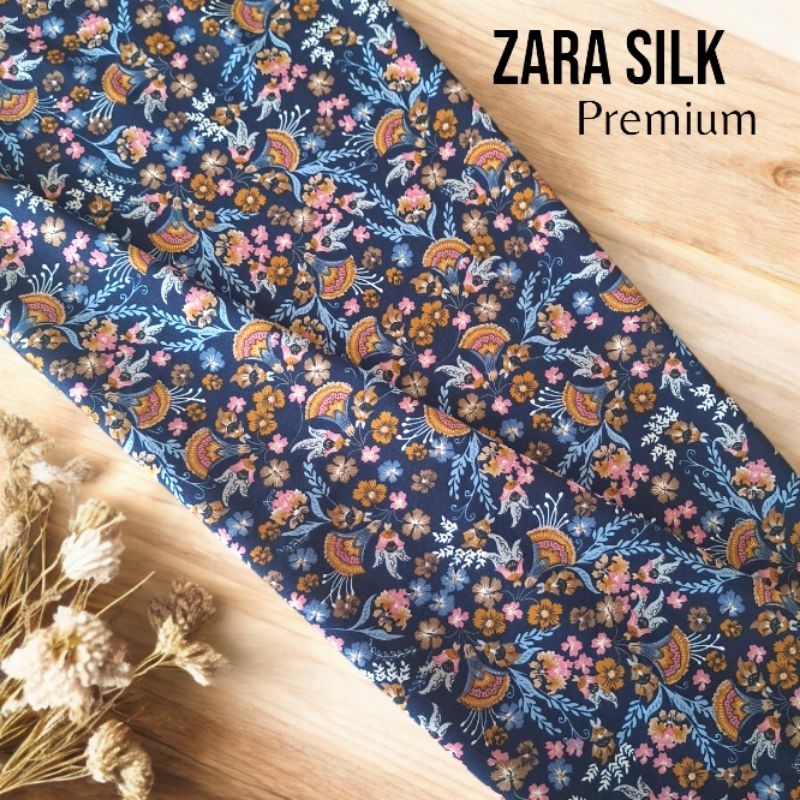 kain zara silk motif / kain satin silk motif batik / bahan silk motif / bahan armani silk premium