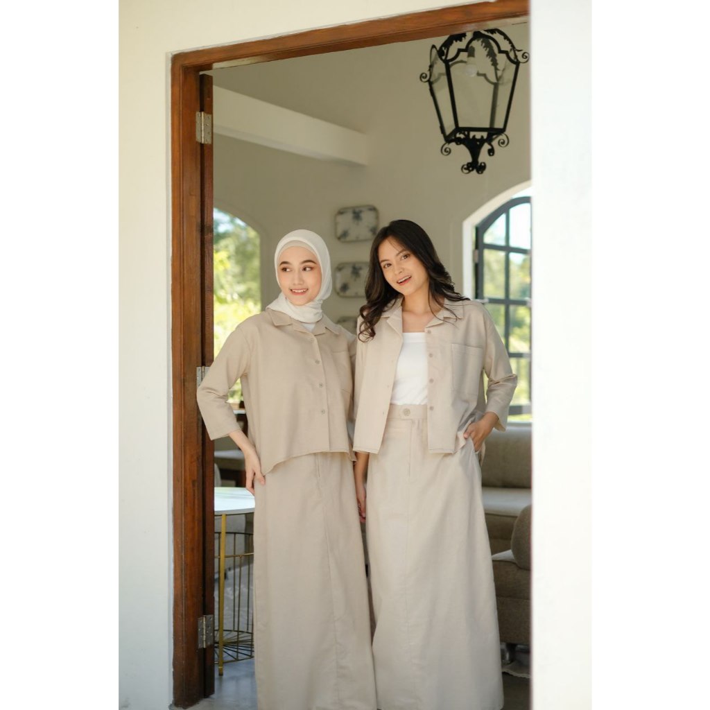 Yuri Set Rok Panjang dan Atasan Linen