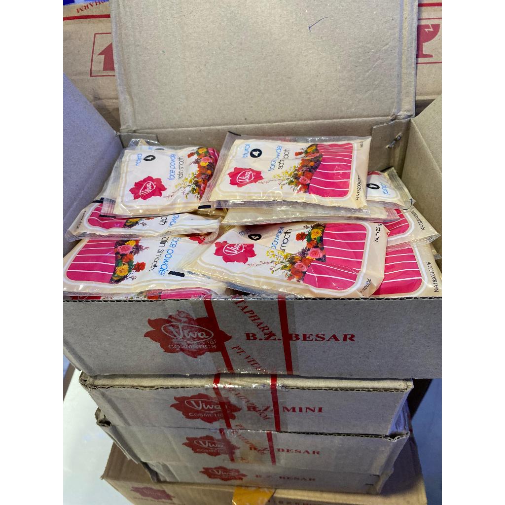 [1 BOX] Bedak Tabur Viva Zak / Bedak Viva Saset / Bedak Face Powder Natural No 4 10g / 15g / 25g