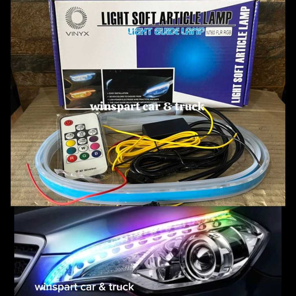 Lampu LED Alis Remote RGB 30CM 45CM 60CM Sein Jalan Running Motor Mobil Led Alis Slim Flexible 30 45