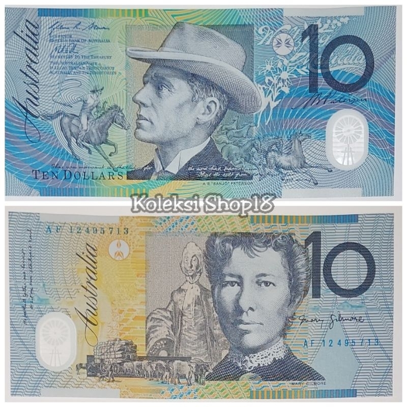 Koleksi Uang Asing Australia Pecahan 10 Dolar Old Series Polymer