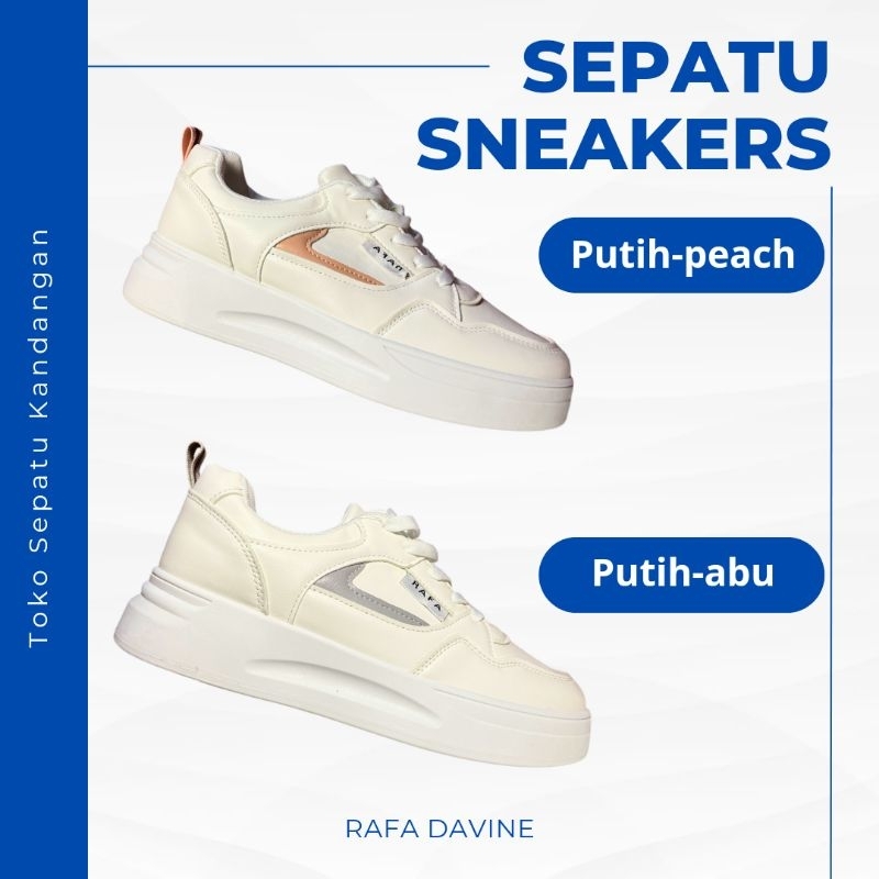 Sepatu Putih Rafa Davine Original 100% - Sneakers Sport Olahraga Cewek Dewasa Perempuan Wanita