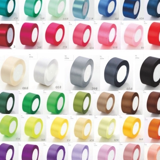 

PRODUK TREND 22 Meter Pita Satin Premium Impor lebar 4 cm untuk bucket bunga kado hiasan rambut aksesoris dll part 2 Harga per Roll 22 Meter