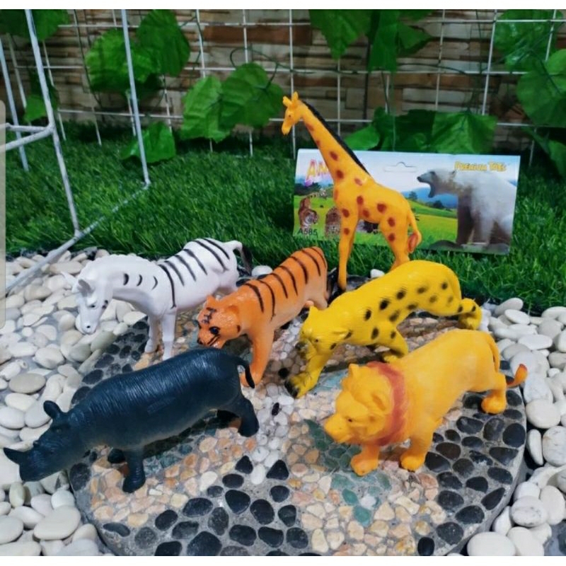 mainan set animal karet paket hewan kebun binatang besar edukatif
