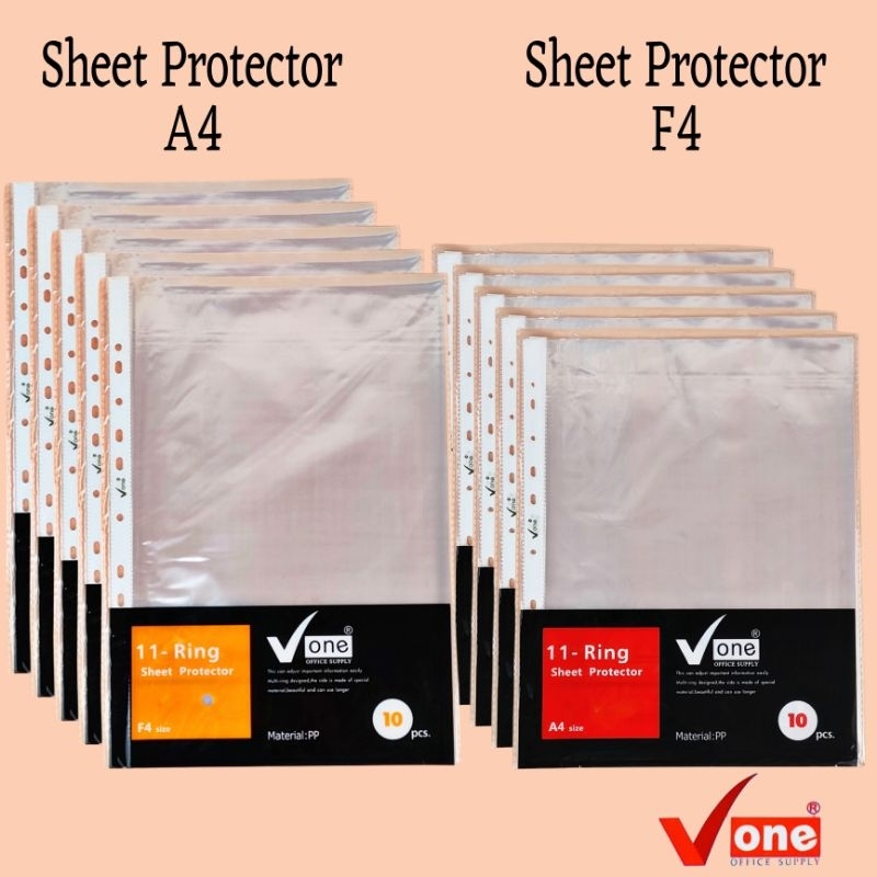 

PSM - Sheet Protector A4 - F4 Tebal Merek V ONE File Folder Plastik Binder 11 Ring - Isi 10pcs