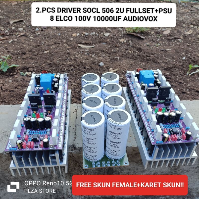 2.Pcs driver power amplifier SOCL 506 TEF 2U lengkap protector speaker+PSU isi 8 elco 100v 10000uf A