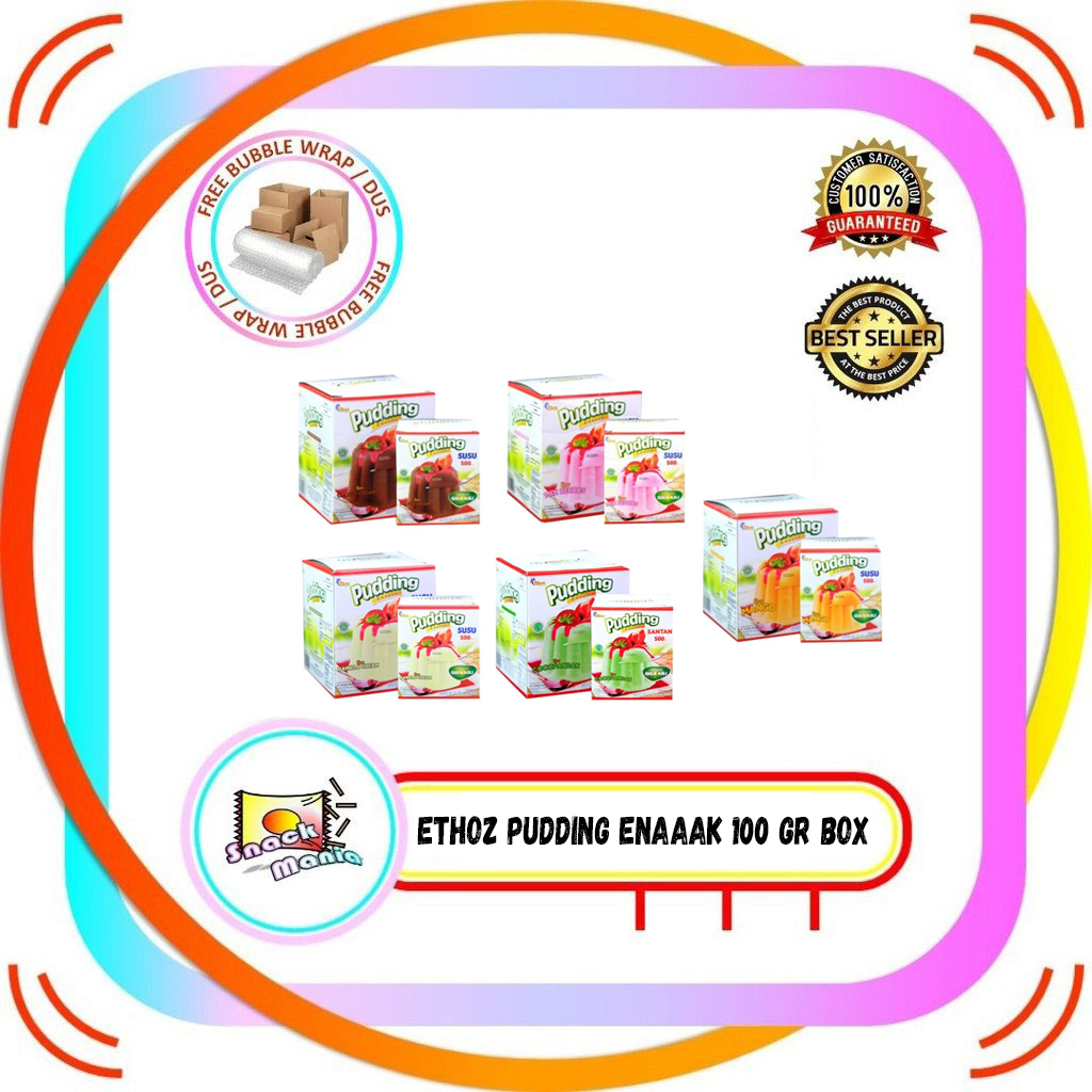 

Ethoz Pudding Enaaak Susu Santan Mango | Choco | Cocopandan | Mix Berries | Vanilla 100 gr x 6 pcs BOX