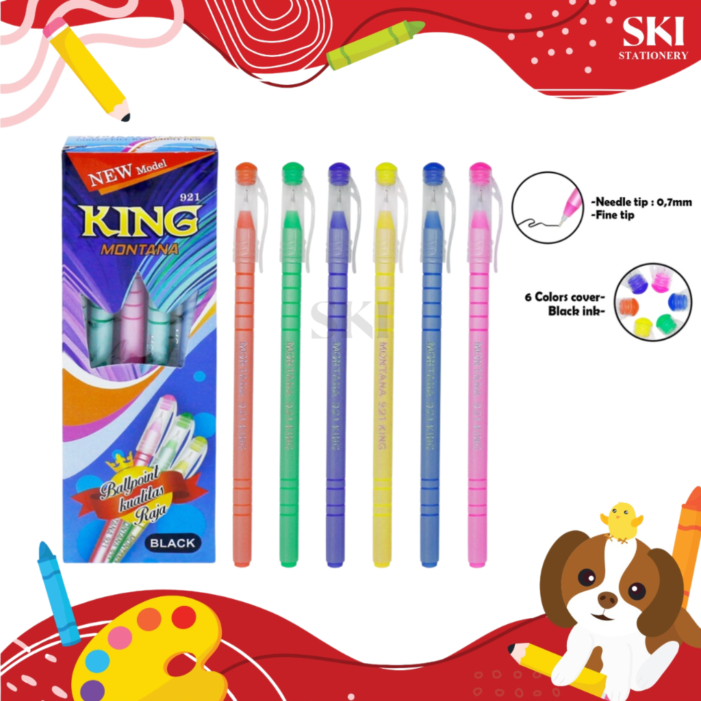 

Pulpen / Bolpoin Ulir / Bolpen Murah / Pen Warna Warni 921 King Montana