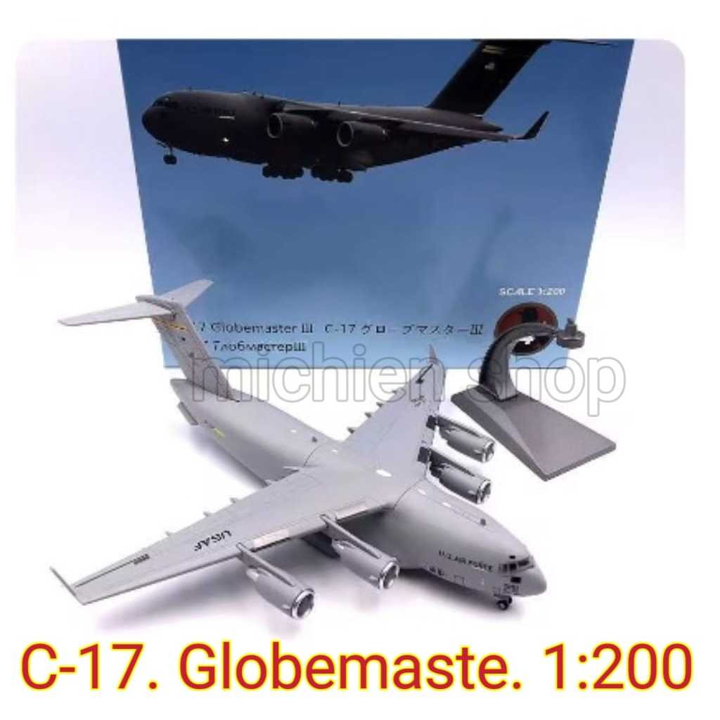 Diecast Miniatur Militer Pesawat 1:200 C17 Globemaster Transportasi Model Pesawat Angkatan Udara AS 