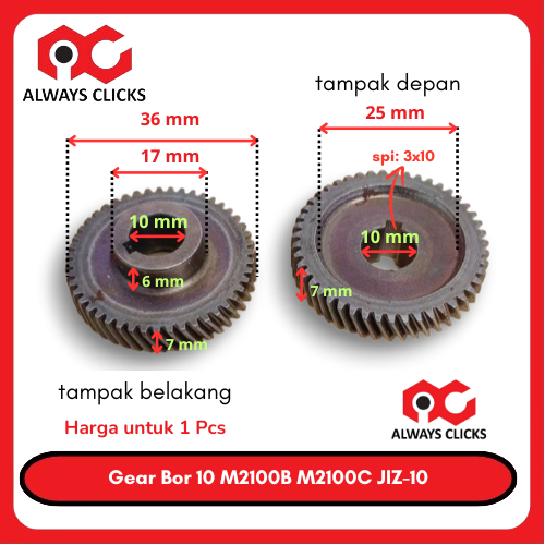 Helical Gear Bor 10 mm MODERN M2100B M2100C JIZ-10
