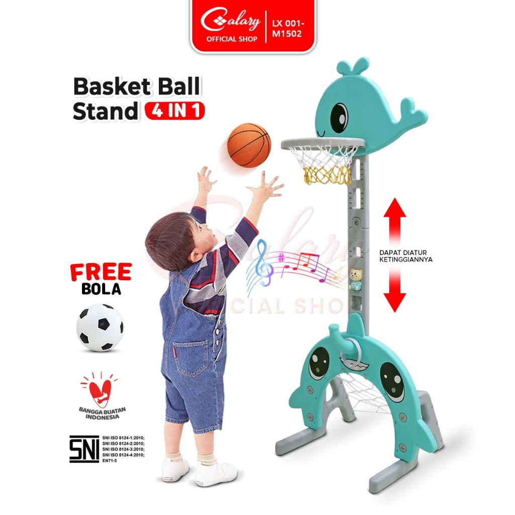 CALARY Ring Gawang Bola Basket SNI 4in1 Portable HDPE Mainan Berstandar 001-1502
