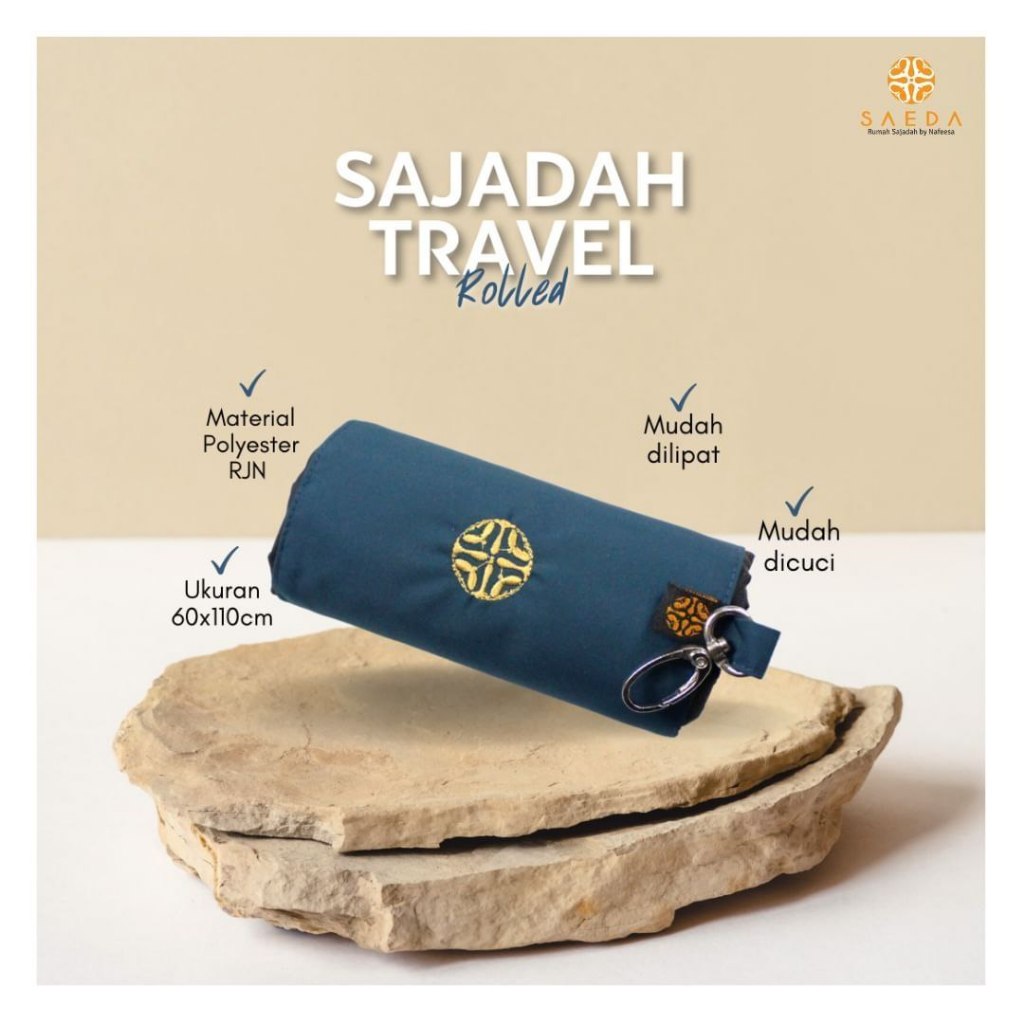 SAEDA- Sajadah Travel Polos Traveling Rolled Gulung Jumbo Alas Anti Slip Hampers Souvenir haji umroh