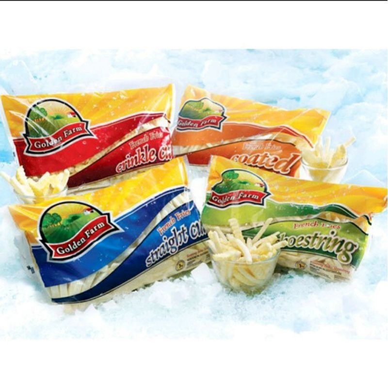 

Kentang goreng Frozen Golden Farm 1kg Shoestring| Crinckle Cut | Straight Cut / kentang goreng premium/kentang golden farm murah