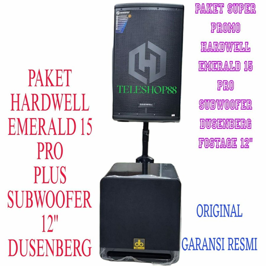 Paket Sound System Speaker Portable 15 Inch Hardwell EMERALD15PRO+ Subwoofer Crimson CR1255 Kualitas
