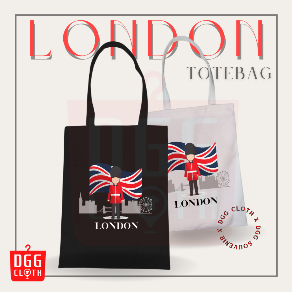 DGGCloth Totebag Resleting London Souvenir Tas Oleh Oleh London Bahan Kanvas 3
