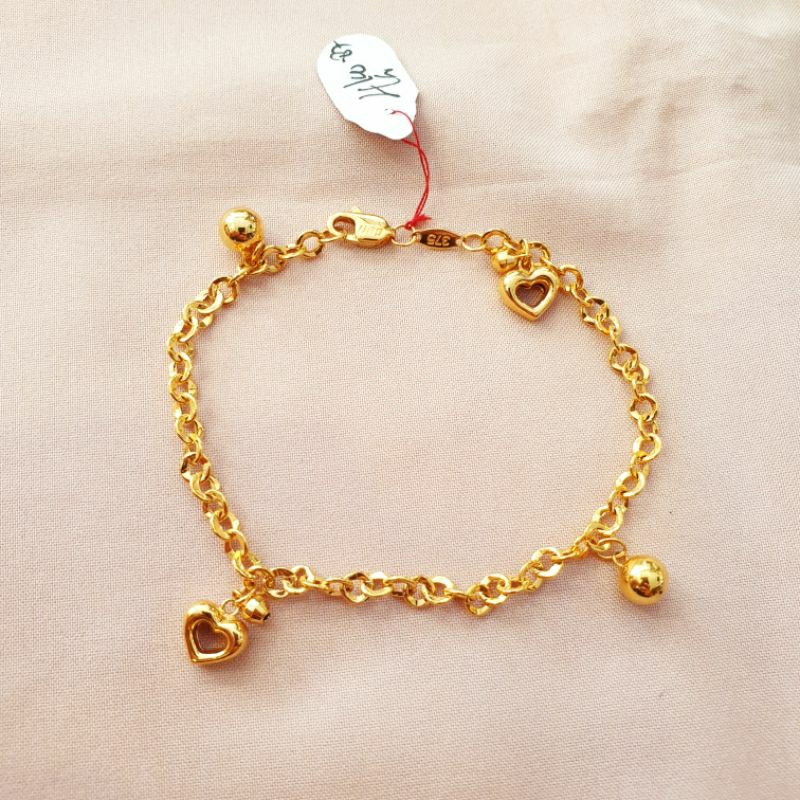Gelang rantai love bola nori mesin emas asli kadar 375