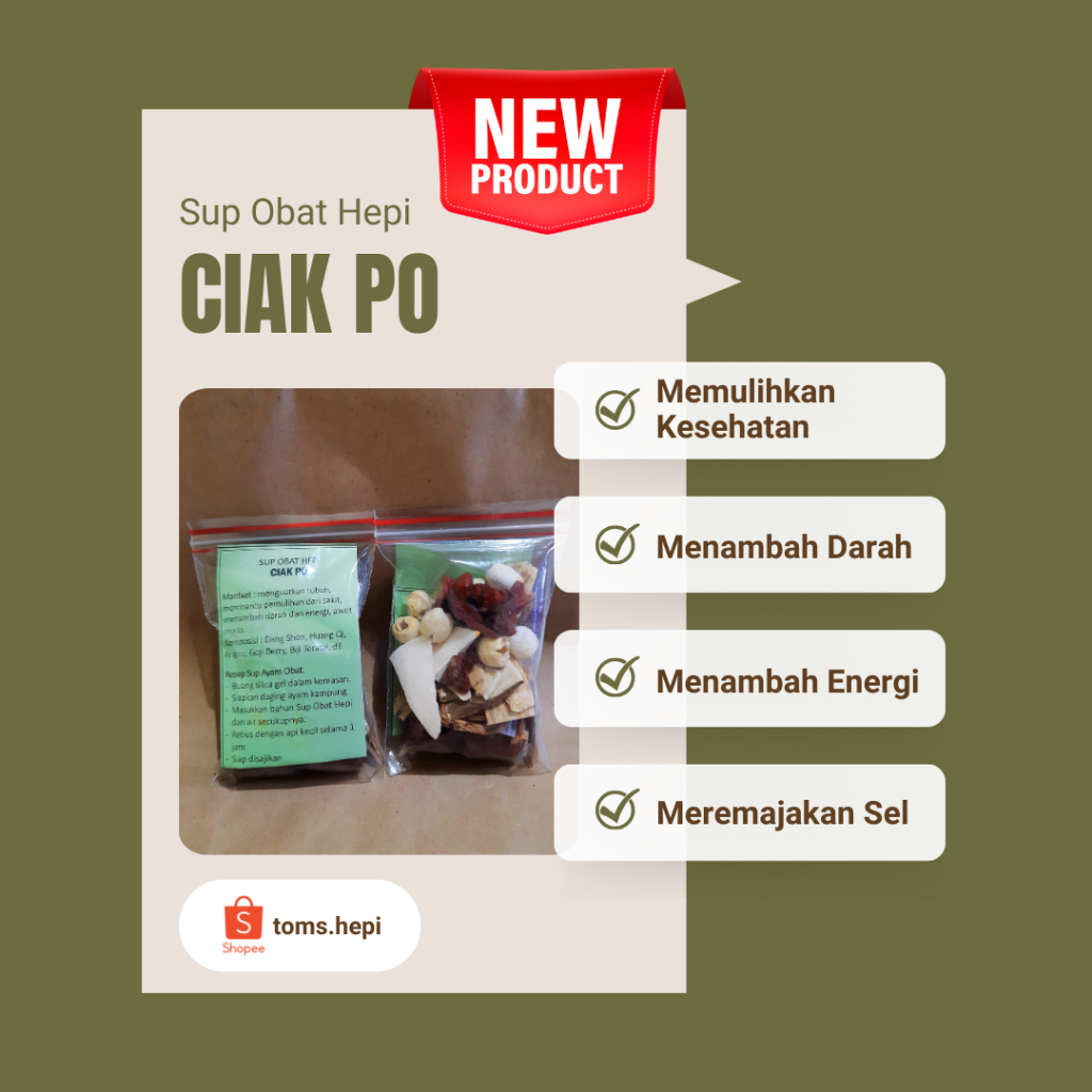 

SUP HERBAL CINA CIAK PO MEMULIHKAN KONDISI TUBUH SETELAH SAKIT
