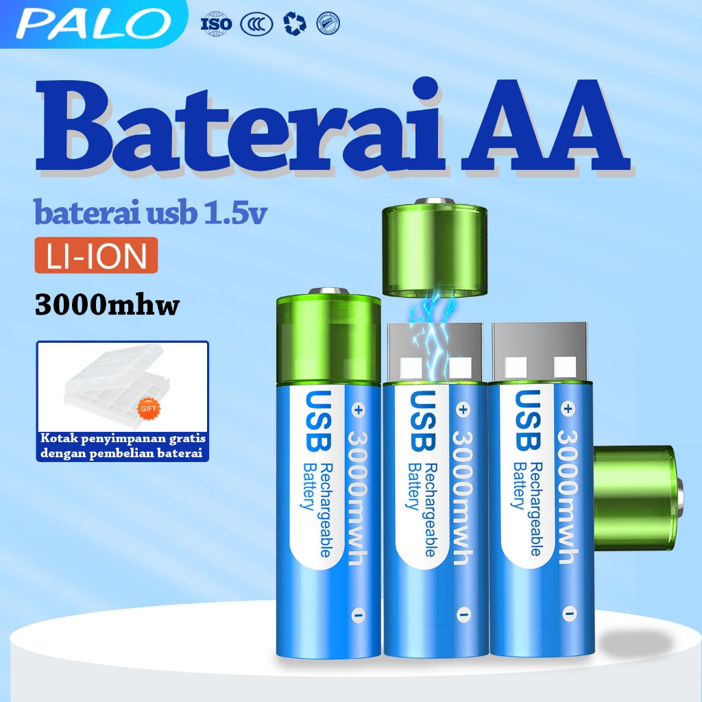 PALO usb 1.5v Baterai cas batrai mengisi batre lithium untuk pengisian battery aa baterai aa charger