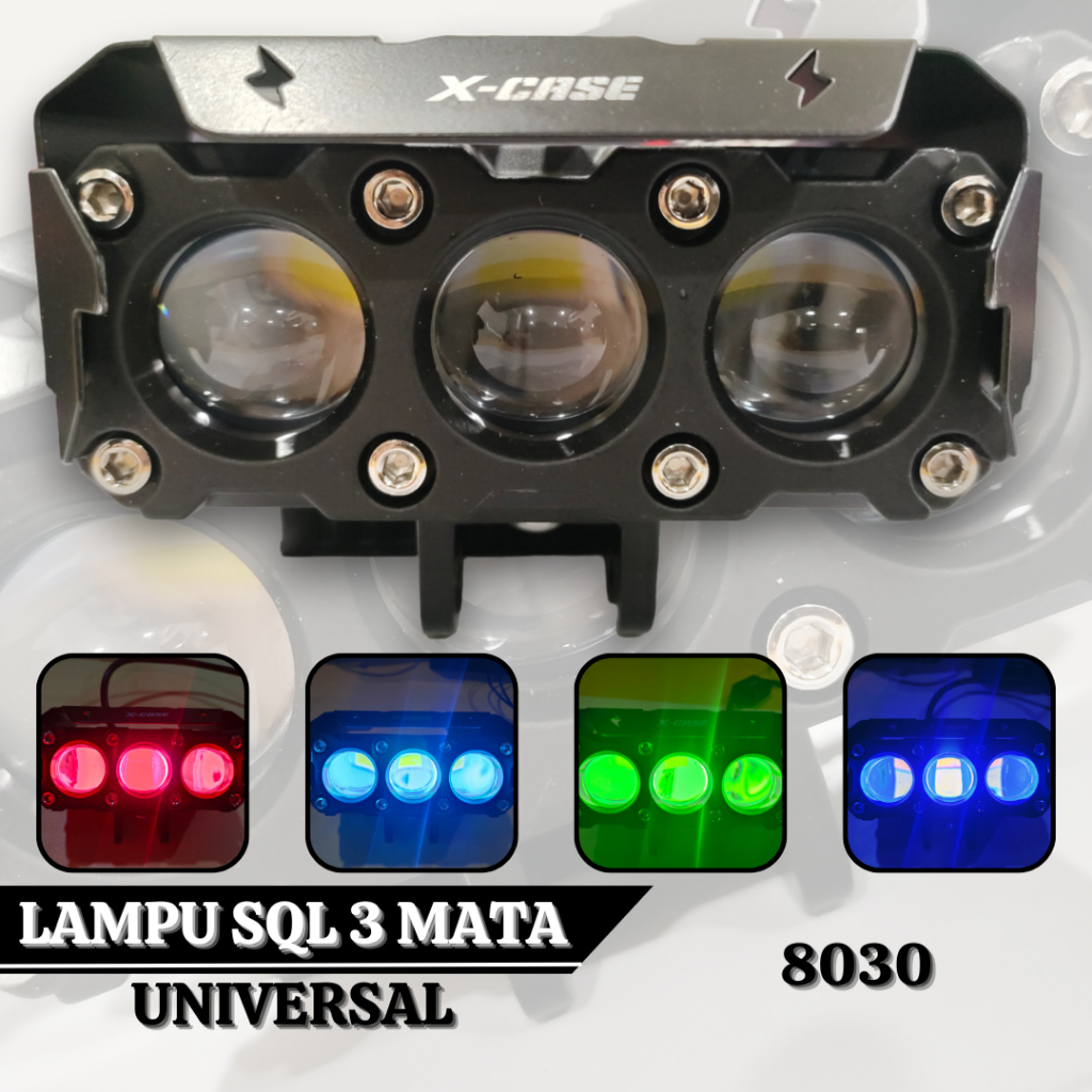 LAMPU TEMBAK LED X-CASE LAMPU TEMBAK 3 MATA LENSA WARNA WHITE Accesories Motor Termurah Terlaris