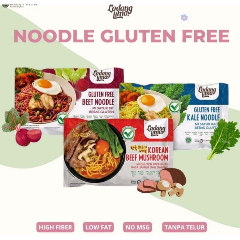 

Ladang Lima-Mie Instant Sehat Bebas Gluten / Gluten free Noodle