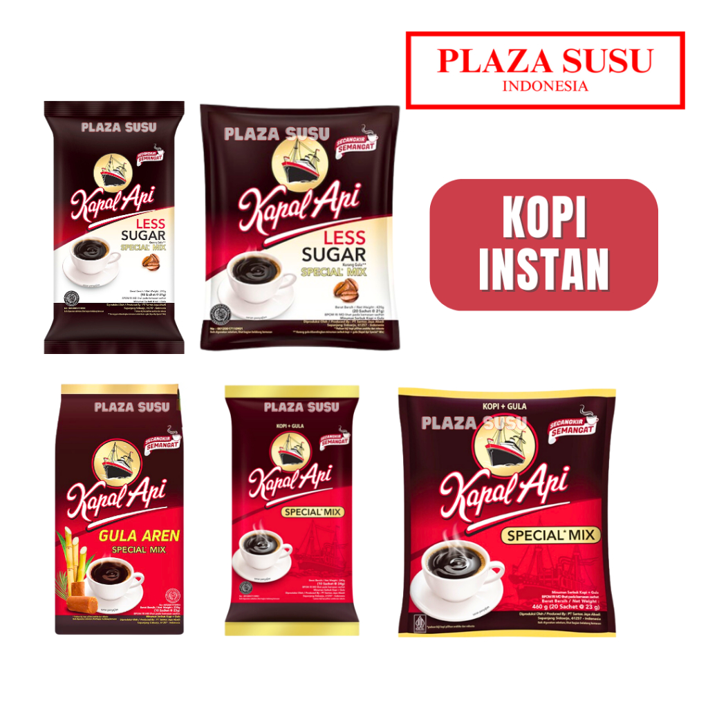 

KOPI INSTAN KAPAL API POUCH SACHETS COFFEE LESS SUGAR AREN