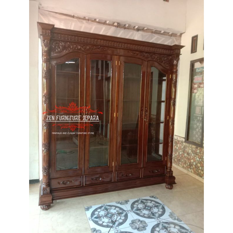 lemari pajangan kaca,lemari pajangan jati, lemari hias