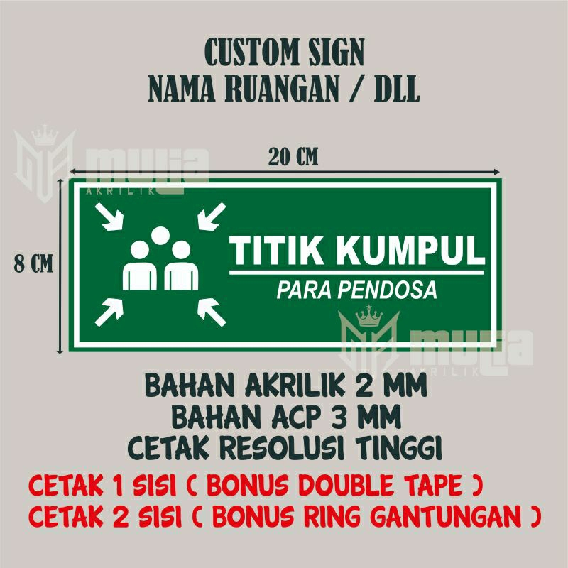 

Sign board, Tulisan Bebas CUSTOM papan nama ruangan