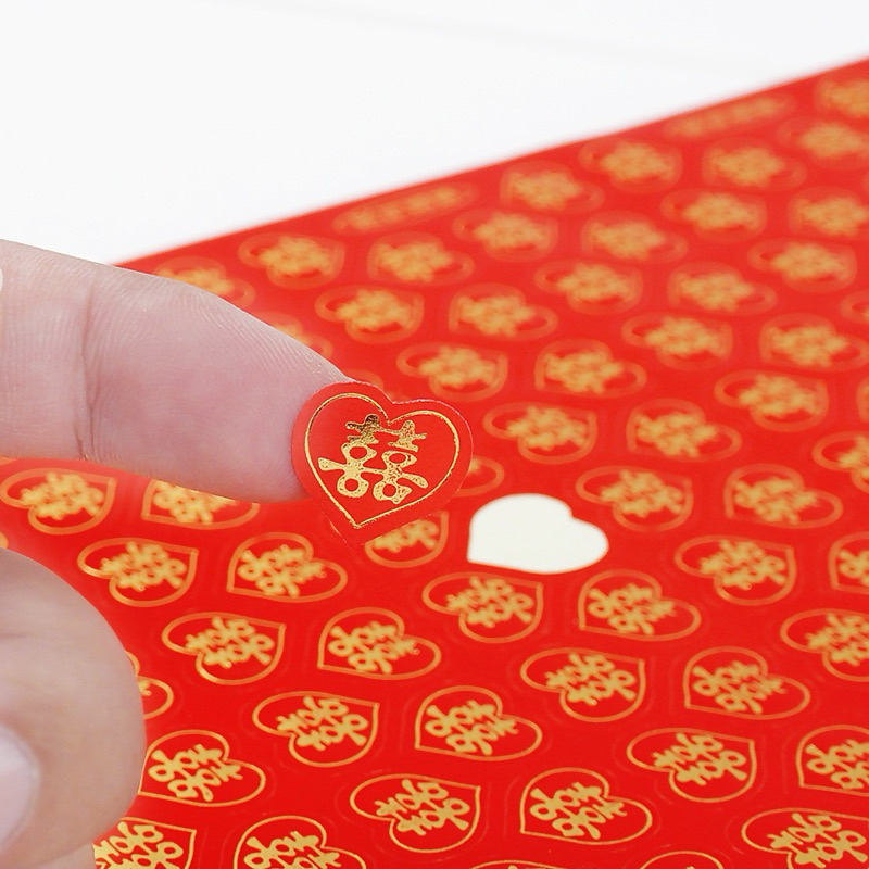 

Joyful Sticker Shuangxi Mini / Stiker Wedding Shuang Xi Merah Gold / Tempelan Glitter Sangjit Teapai Wedding Tempelan Barang / Tas Pajangan Dinding Lemari Pintu Buah Kaca Gelas Cangkir / Mini Sticker Red Love Hi Couple