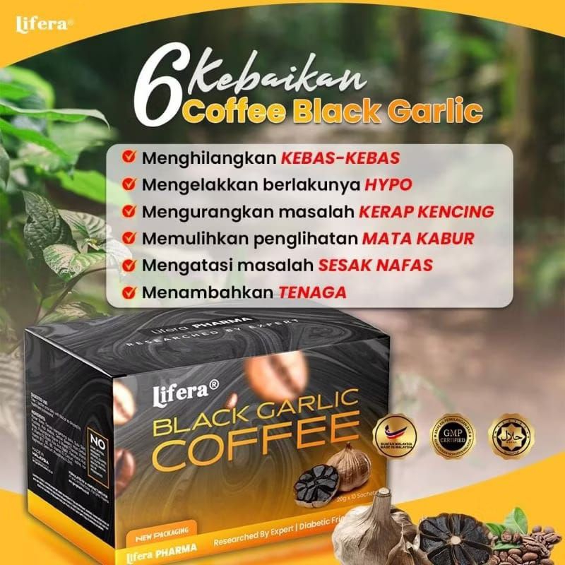 

Lifera Black Garlic Coffee Herbal Kesehatan Diabetes Asam Lambung Kencing Manis