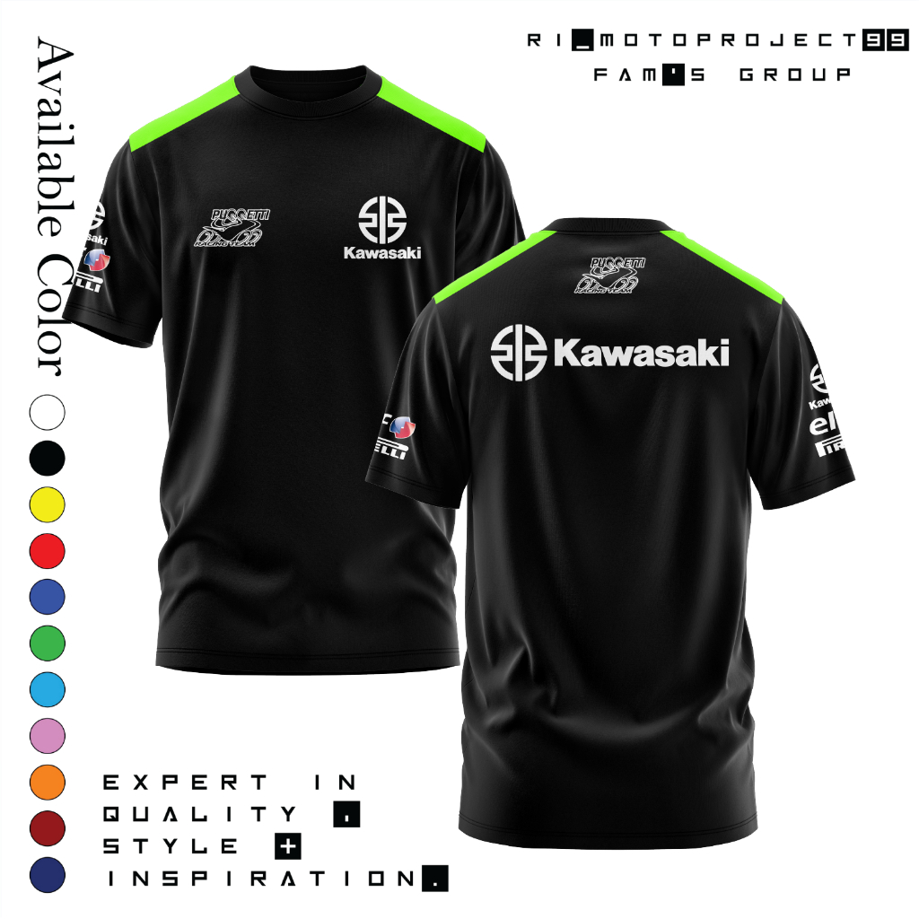 Tshrit Baju Kaos Team Official Fans Kawasaki Pucetti 2024 WSBK Series Best Quality EUR
