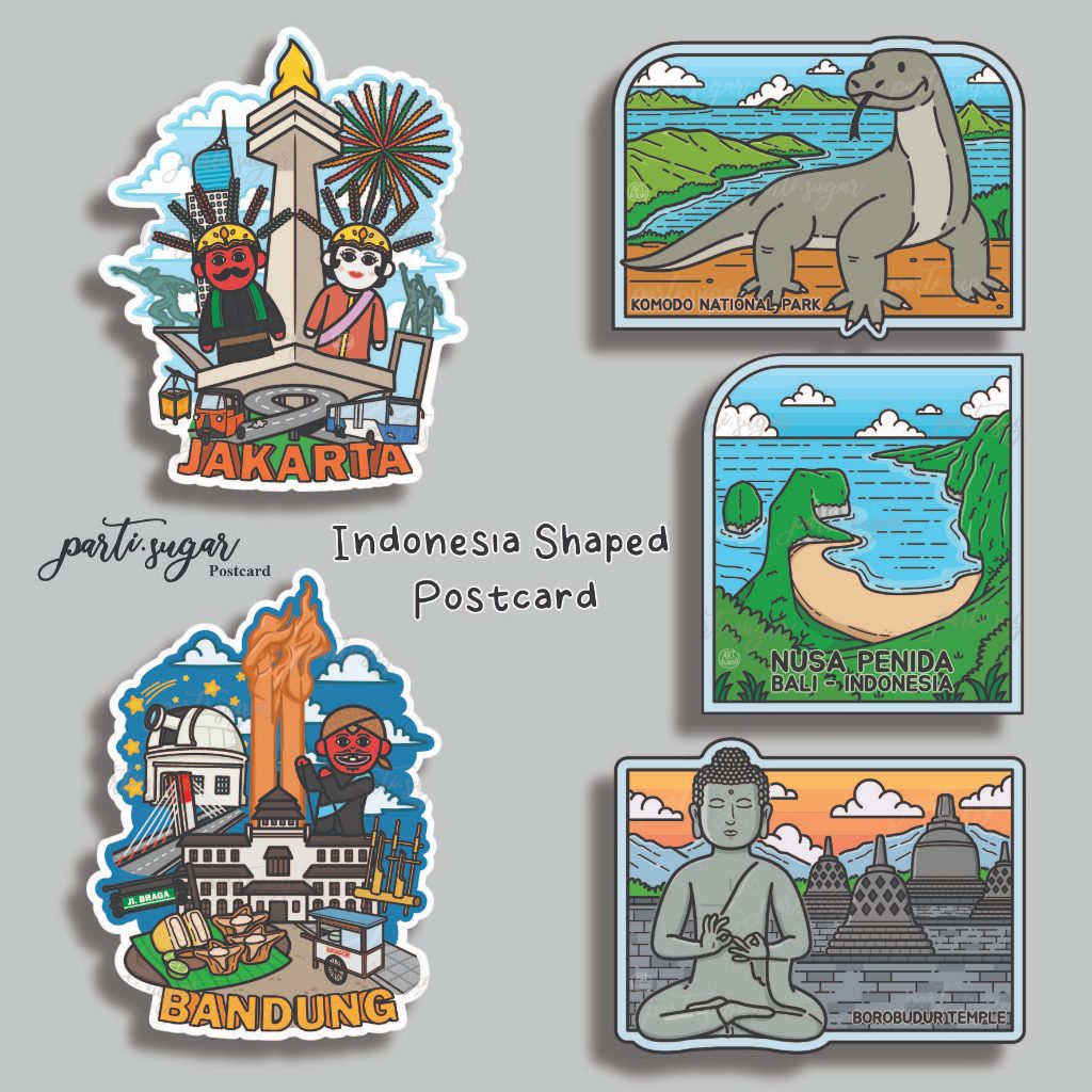 

Indonesia Shaped Postcard / Kartu Pos by Parti Sugar