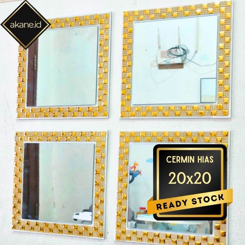 Akane Kaca Cermin Tempel Dekorasi Dinding Kotak Persegi