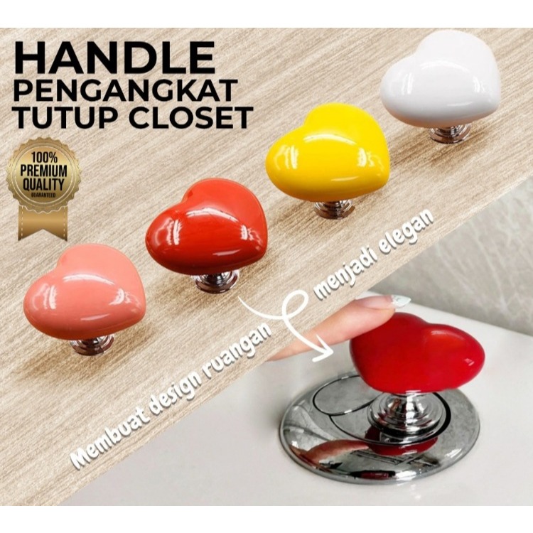 Tempelan Bentuk Hati Handle Pegangan Pengangkat Tutup Closet Flush Toilet Handle Pembuka Pintu Lemar