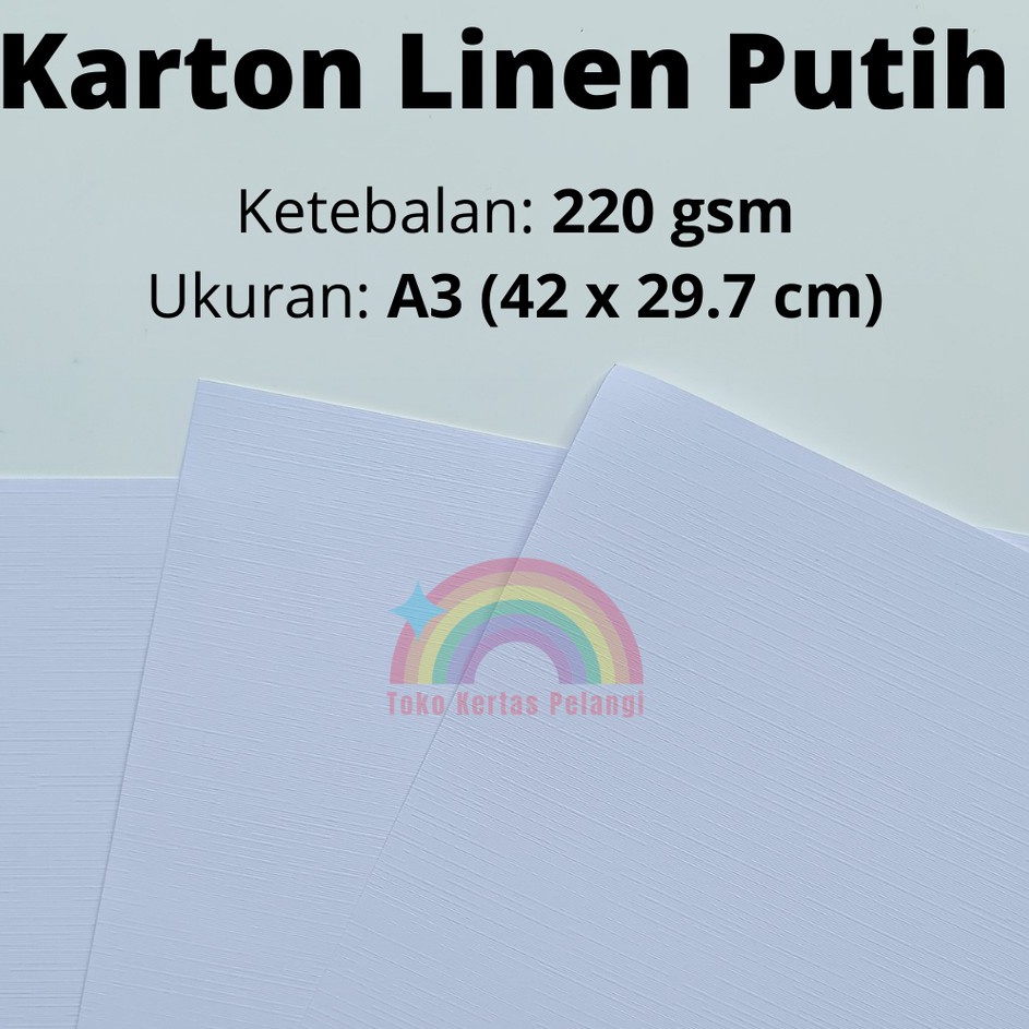 

Grosir Karton Linen Putih 22 gsm 25 pcs A3 Q88