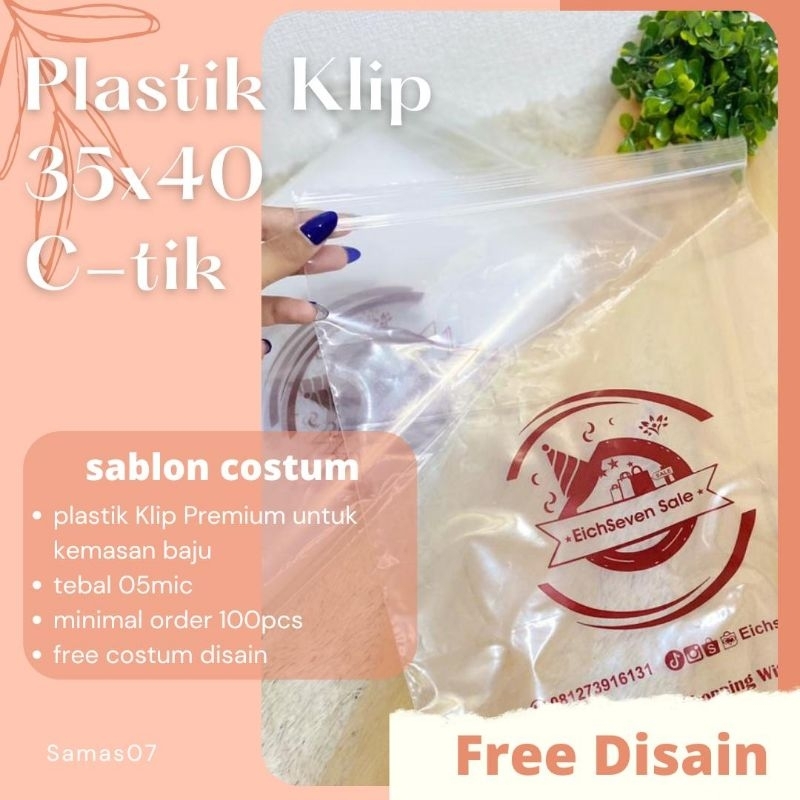Plastik Klip 35x40 merk C-Tik sablon Merek kemasan Baju,Sablon Kemasan