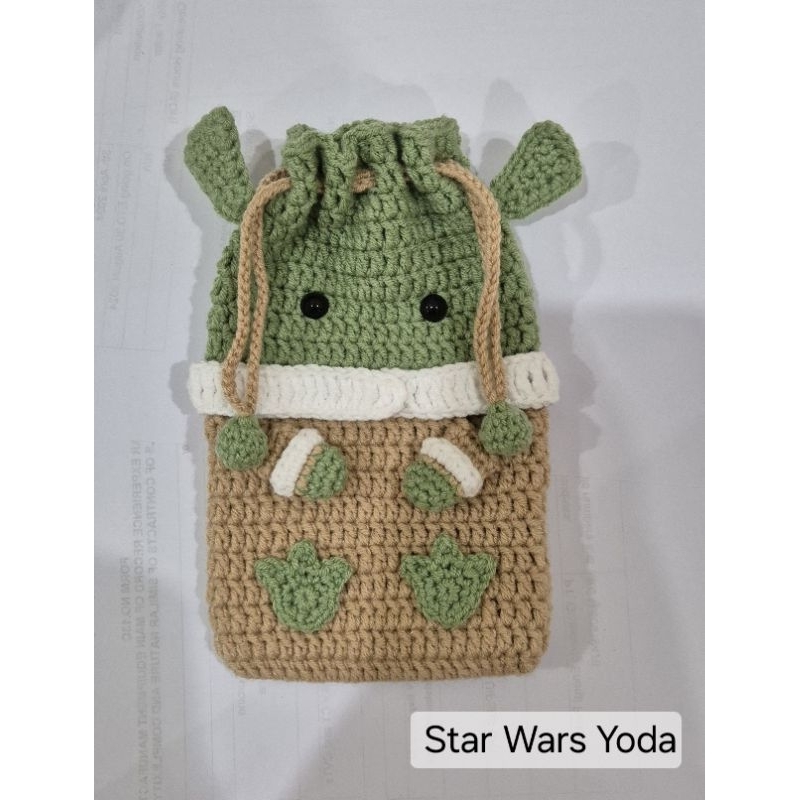 Pouch Phone Bag Rajut / Calculator Pouch Crochet / Pouch Crochet Yoda / Baby Yoda Star Wars