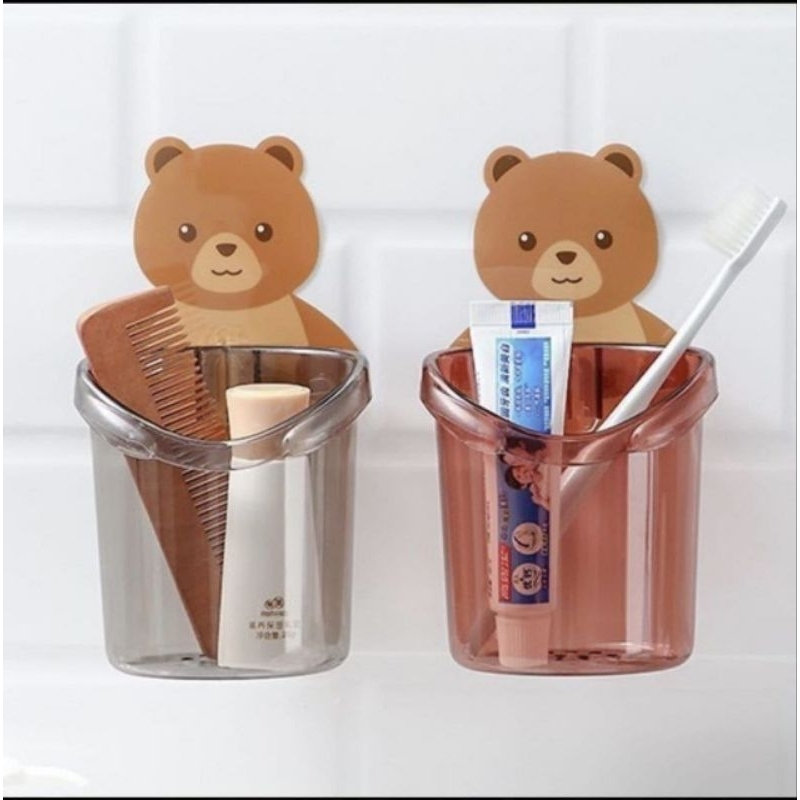 CNA Tempat Sikat Gigi Beruang / Tempat Sikat Gigi Tempel Beruang / Wadah Sikat Gigi Karakter