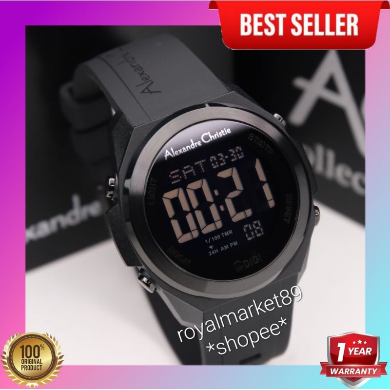 [PILIHAN WARNA LAIN GESER FOTONYA] ORI JAM TANGAN UNISEX ALEXANDRE CHRISTIE CEWEK DIGITAL RUBBER STR