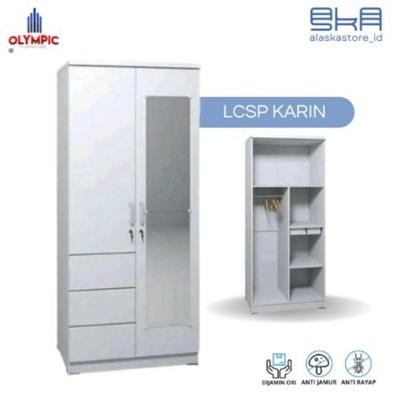 Lemari baju 2 pintu lemari pakaian 2 pintu lemari putih 2 pintu lemari murah - LP 2 KF