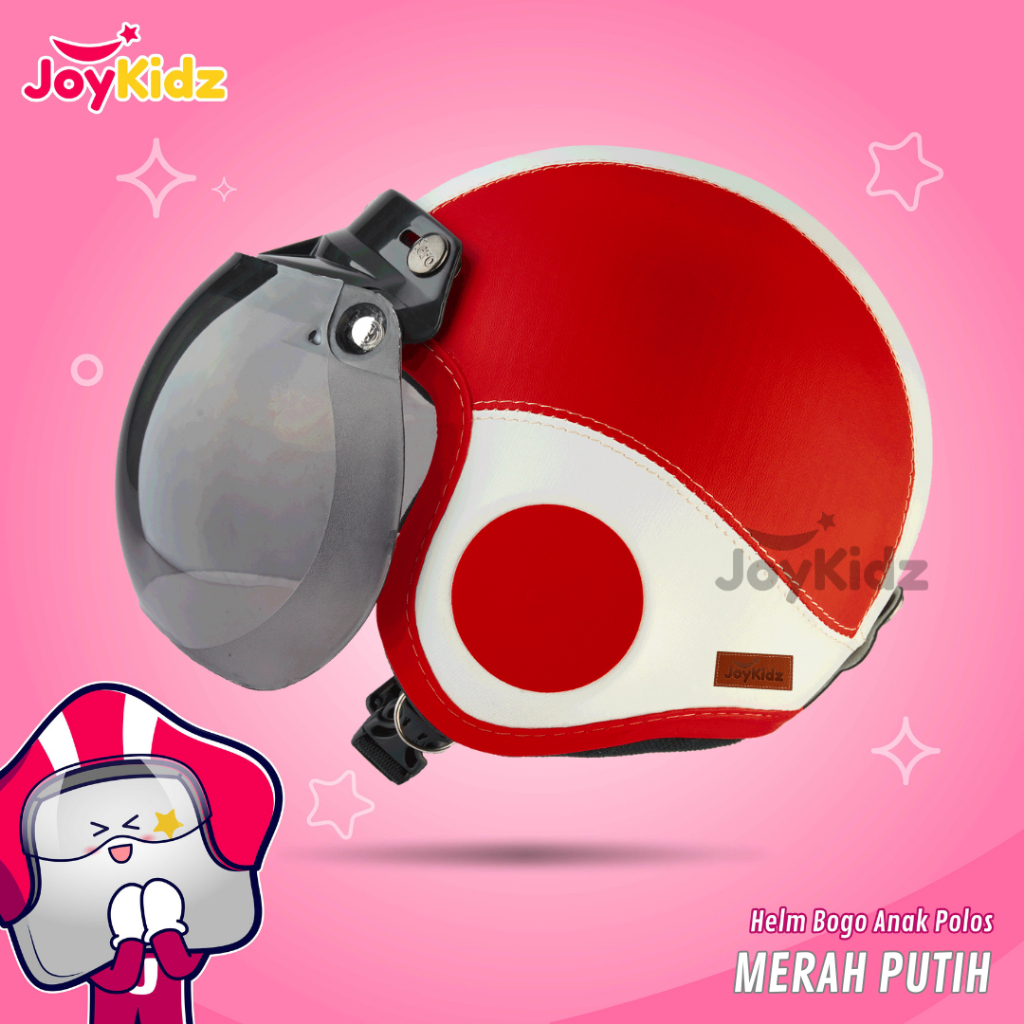 Helm Anak 2 -7 Tahun Lucu Unik Berkendara Aman Nyaman Motif Polos Merah Putih