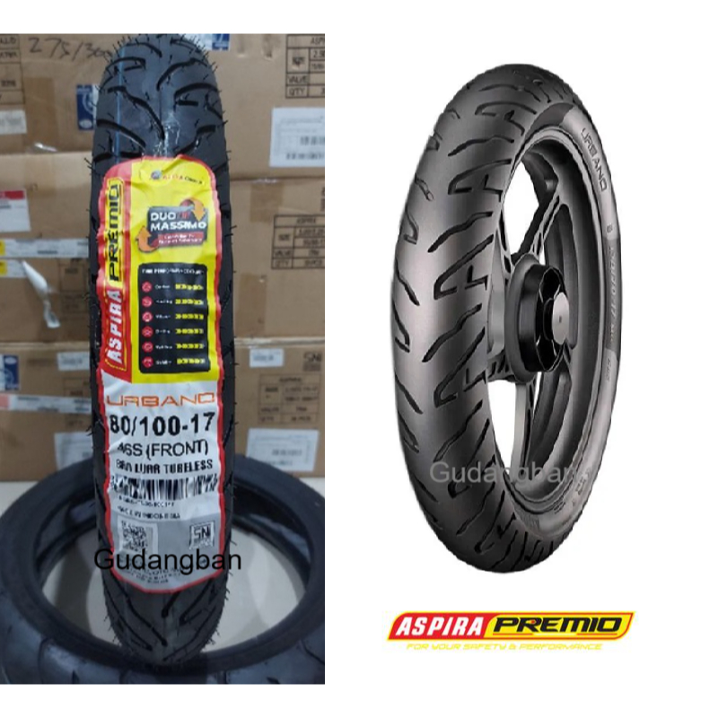 Diskon (Ring 17) Urbano 80 / 100 - 17 Aspira Premio Ban Luar Motor Verza New Mega Pro Tubeless Free