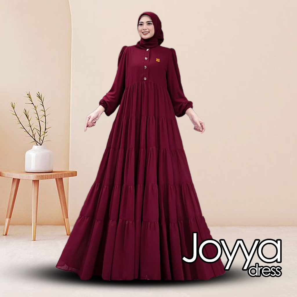 Gamis Terbaru Size Jumbo S M - 5XL Joyya Dress Bahan Crinkle Airflow Gamis Kondangan Wanita LD 150